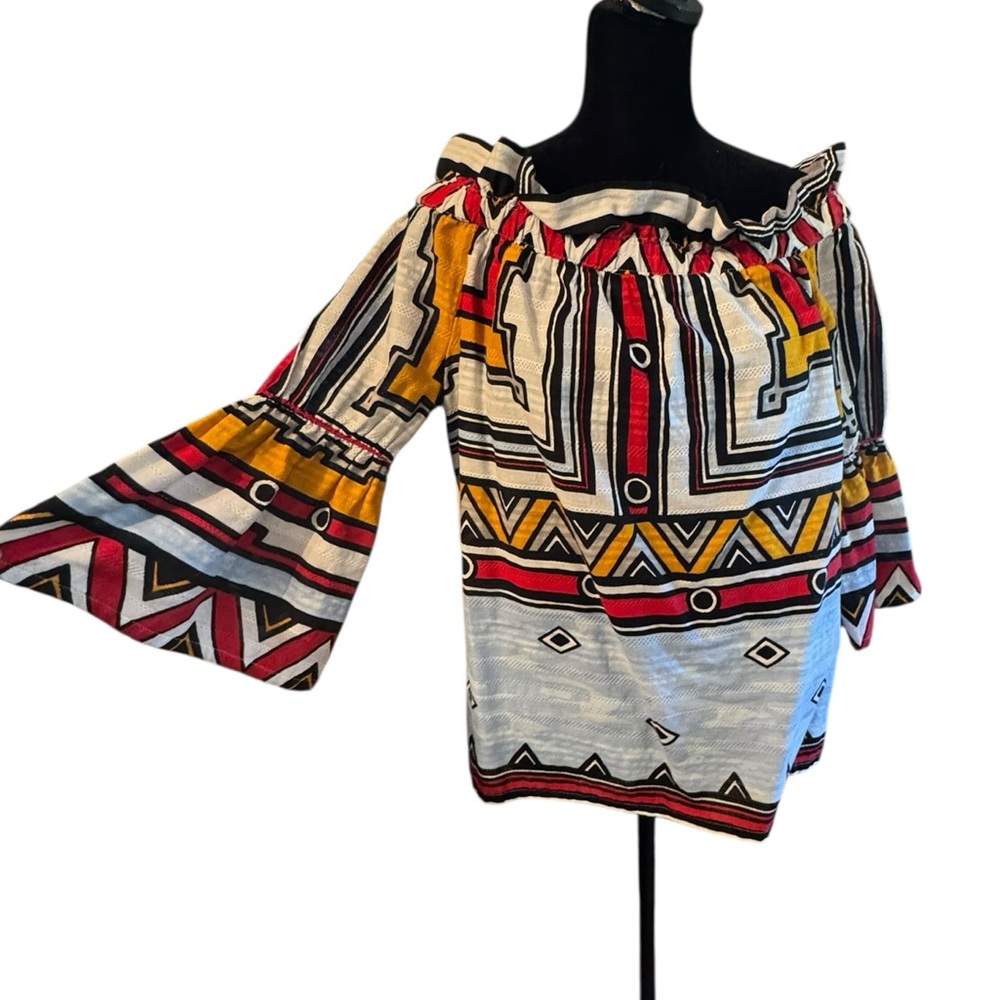 Next‎ Multicolor Geometric Off-Shoulder Blouse